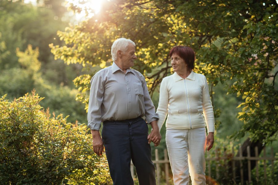 Senior couple enjoying spring outdoors